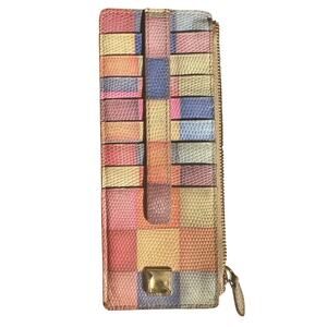 Lodis Julia Leather Pastel Patchwork Slim Long RDIF Credit Card Holder Wallet